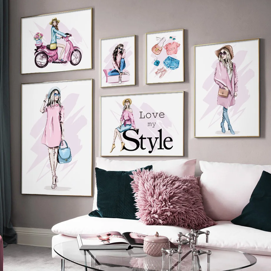 

Modern Fashion Lady Clothes Bag Quotes Wall Art Canvas Painting Nordic Posters And Prints Wall Pictures For Living Room Decor