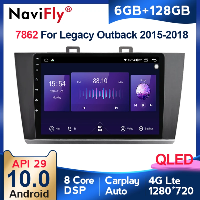 

NaviFly 7862 QLED Screen 1280*720 Android 10.0 For Subaru Outback 5 2014 - 2018 Car Radio Multimedia Video Player GPS Navigation