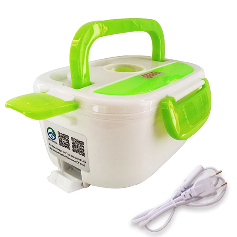 TENBROMAN 220v Portable Electric Heating Lunch Box Food Storage Warmer Made By PP Removable Food Container For Home - Цвет: green