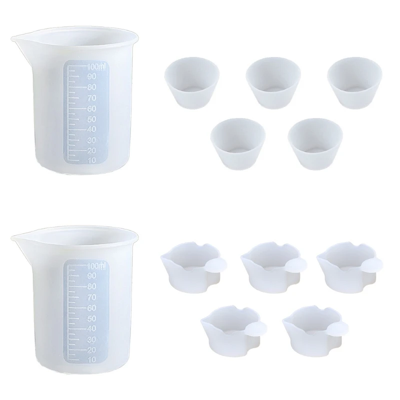 

12 Pcs/Set Nonstick Silicone Measuring Cup Card Slot Cup Mixing Dispensing Cup DIY UV Epoxy Resin Tools Kit
