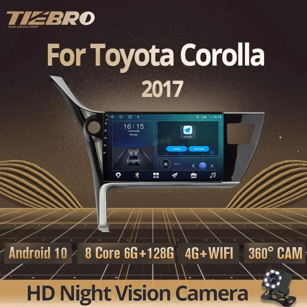 

Автомагнитола TIEBRO 2 Din Android 10,0 для Toyota Corolla 2017 Автомобильный мультимедийный видеоплеер GPS навигация Carpiay DSP NO 2Din DVD