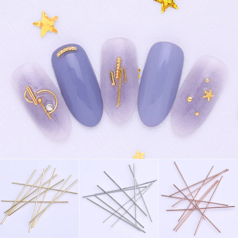 10 шт металлические полоски украшения для ногтей 3 см золотистый Серебристый с