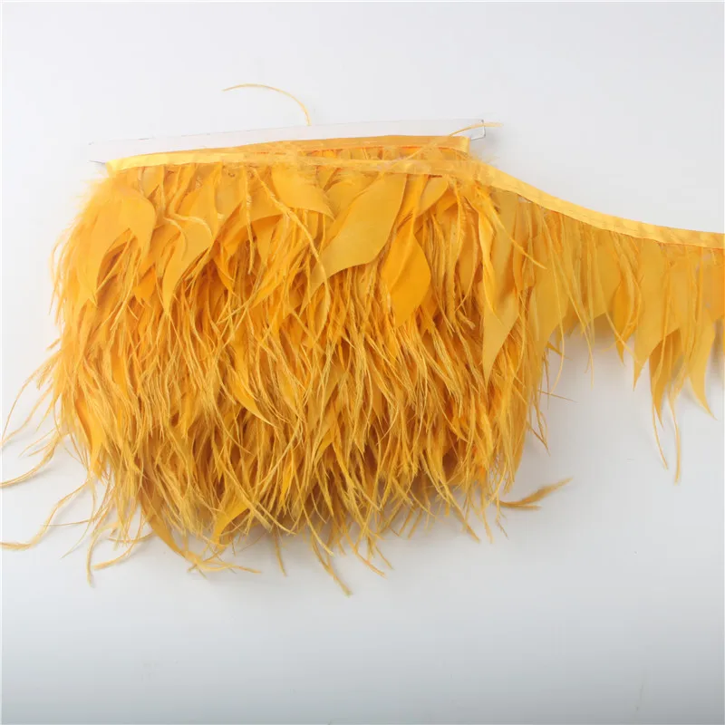 

Gold 5-10yards/lot High Quality Ostrich Feathers Fringe Trim 4-6 Inch/10-15cm Skirt Decorative Cloth Belt Plume Product