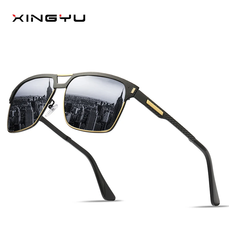 

XINGYU Luxury Brand Sunglasses Men Polarized Driving Glasses Semi-Rimless Inner Plating Blue Film Spring Leg gafas de sol hombre