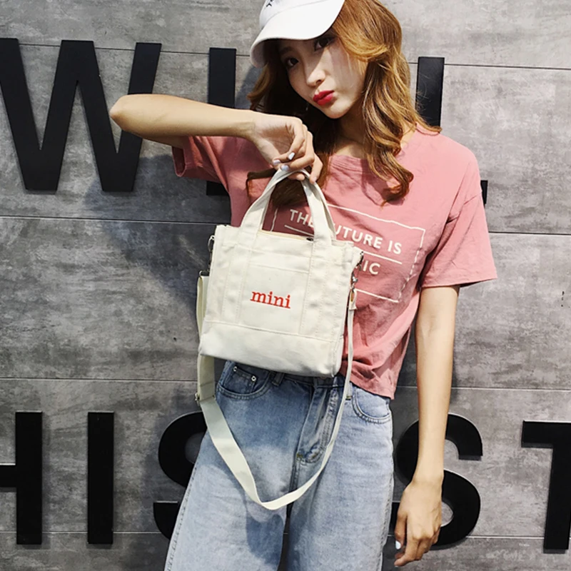 

Canvas Casual Letter Handbags for Women Small Mini Korean Ladies Crossbody Bags Weekender Simple Girls Shoulder Bag Shopper New