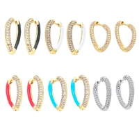 eyika trendy heart hoop earrings side inlay white zircon multicolor enamel aretes gold silver color women cz jewelry for lovers