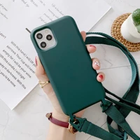 luxury cute lanyard liquid silicone phone case for iphone 13 12 11 pro se xs max xr x 8 7 6 plus ultra thin necklace rope cover