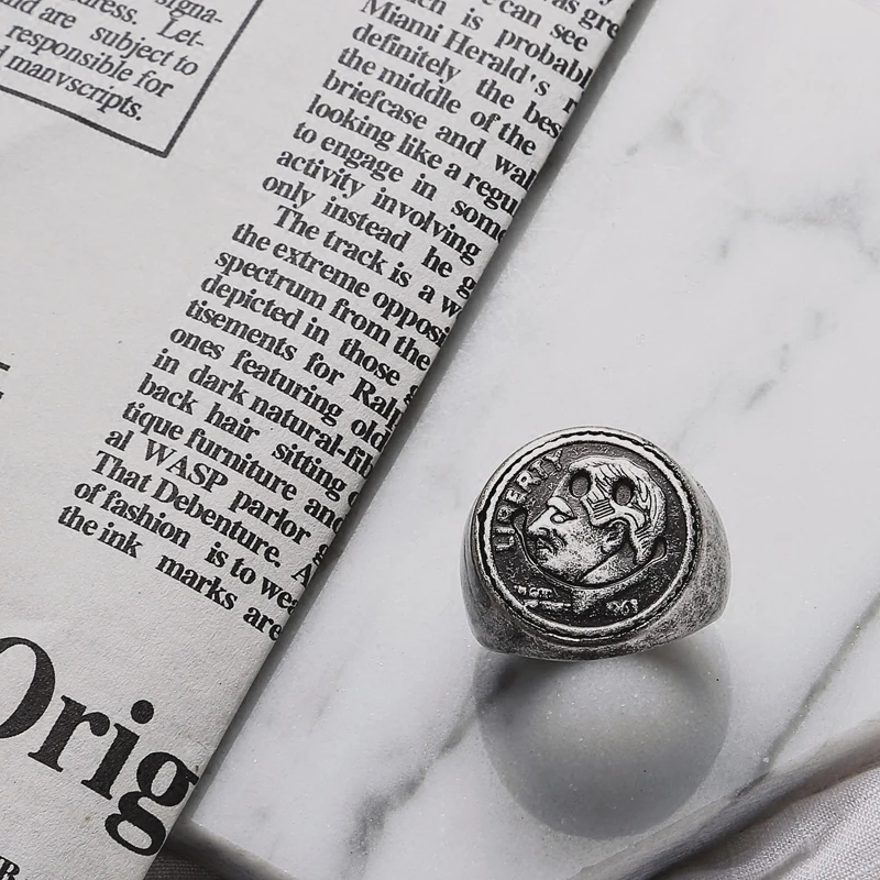 Женское Винтажное кольцо в стиле панк из титановой стали с улыбающимся лицом