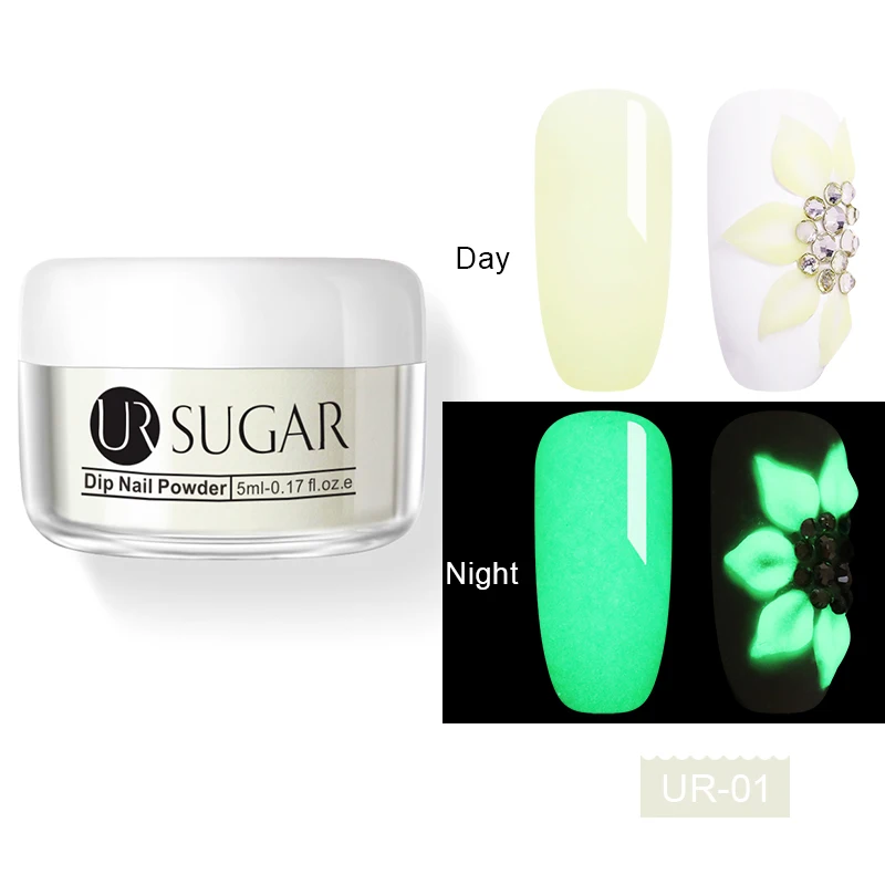 Luminous 1 Ur Sugar 5 мл флуоресцентный 3 в 1 Dip порошок для ногтей акриловая пудра для вырезания наращивание ногтей натуральный сухой без лампы - Цвет: Luminous 1
