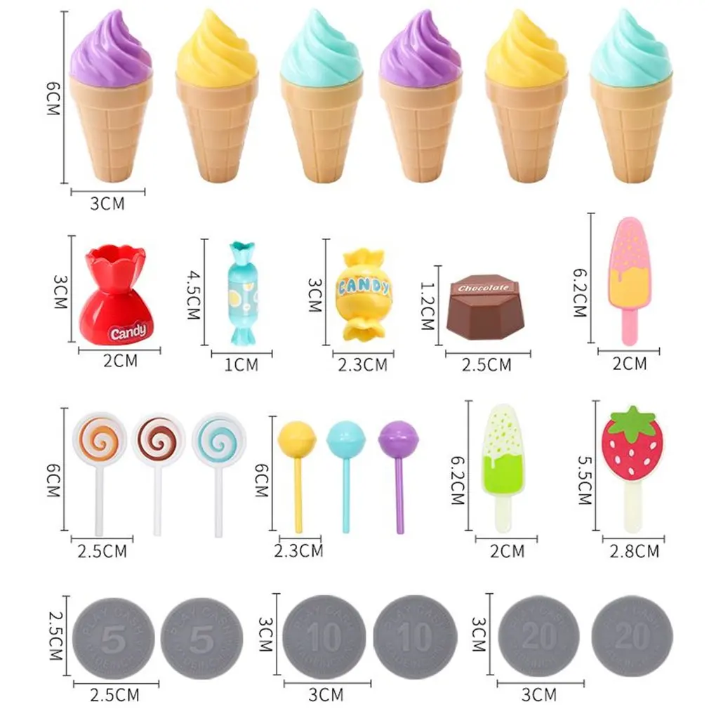 

OCDAY Kids Pretend Play Toys Rotary Lights Ice Cream Candy Cart Toy Educational Toy for Kids Best Gift for Children