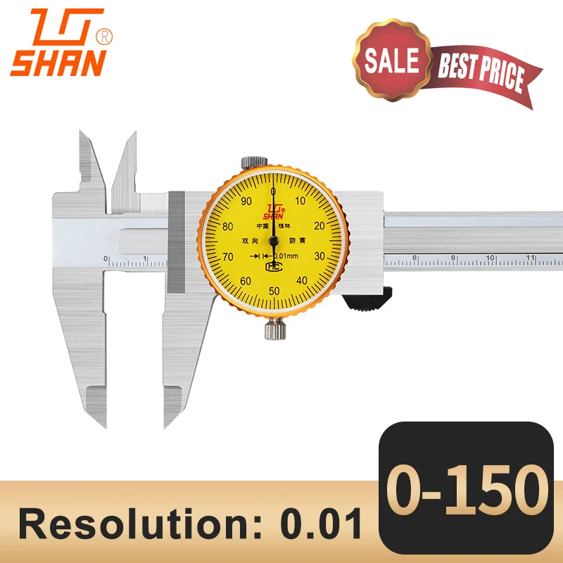 shan 0-150 0.01mm Штангенциркули 0-150 мм 0,01 мм 0-200 300 мм Высокоточный промышленный штангенциркуль из нержавеющей стали ударопрочный измерительный инструмент - Цвет: shan 0-150 0.01mm