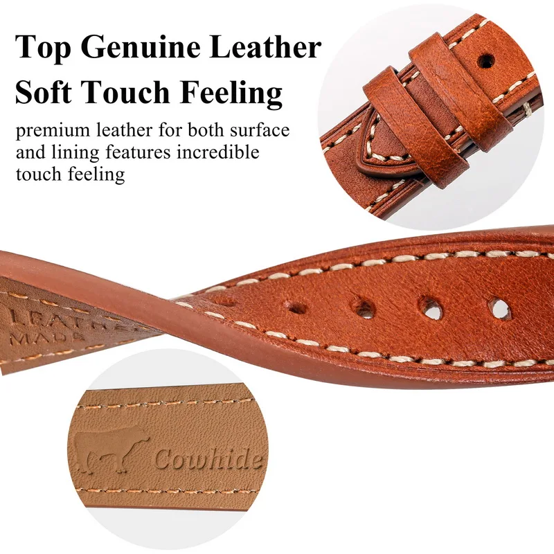 HEMSUT Italy Genuine Cow Leather Watch Band For Man Vintage Soft Wrap Handmade Leather Watch Straps Quick Release  22mm18mm20mm