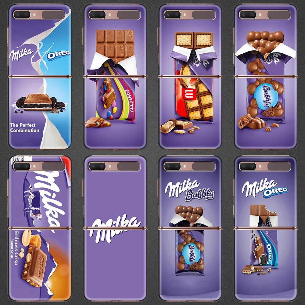 

Chocolate Milka Phone Cover For Samsung Galaxy Z Flip Case Slim Hard PC Phone Cases For Galaxy Z Flip Flip3 5G Luxury Shell