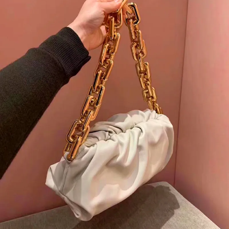 

Bags for Women 2021 Nuleez Cloud Shoulder Bag Women with Golden Chain Genuine Leather Latest Collection Fashion Clutch Bag Lady