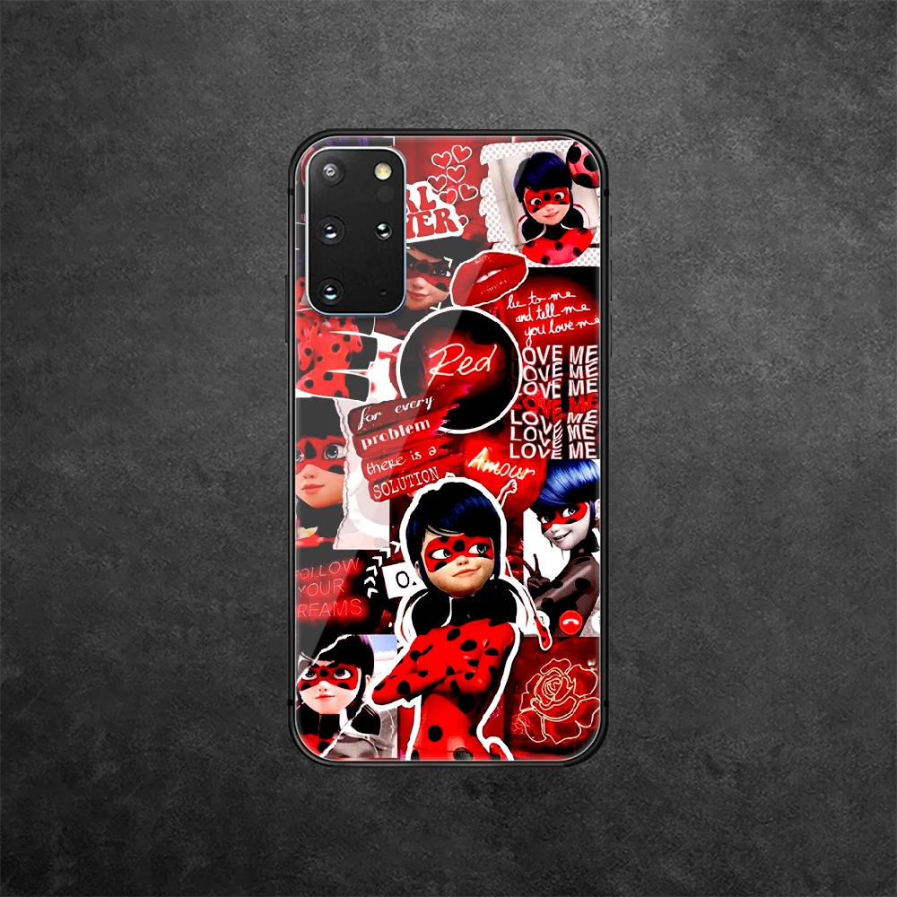 

Ladybugs Cartoon Girl Tempered Glass Phone Case Cover For Samsung Galaxy Note S 8 9 10 20 21 E Plus Ultra M 31 51 FE Soft Black