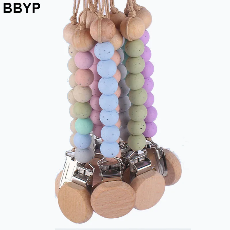 Cadena de chupete de silicona sin BPA, portachupetes con pinza, cadenas de chupete, juguetes de dentici&oacute;n para beb&eacute;, regalos para morder, Color s&oacute;lido-0