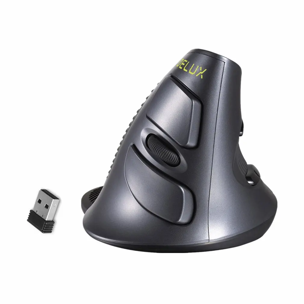 Delux M618GX Беспроводная игровая мышка 6 кнопок 1600DPI эргономичная Вертикальная