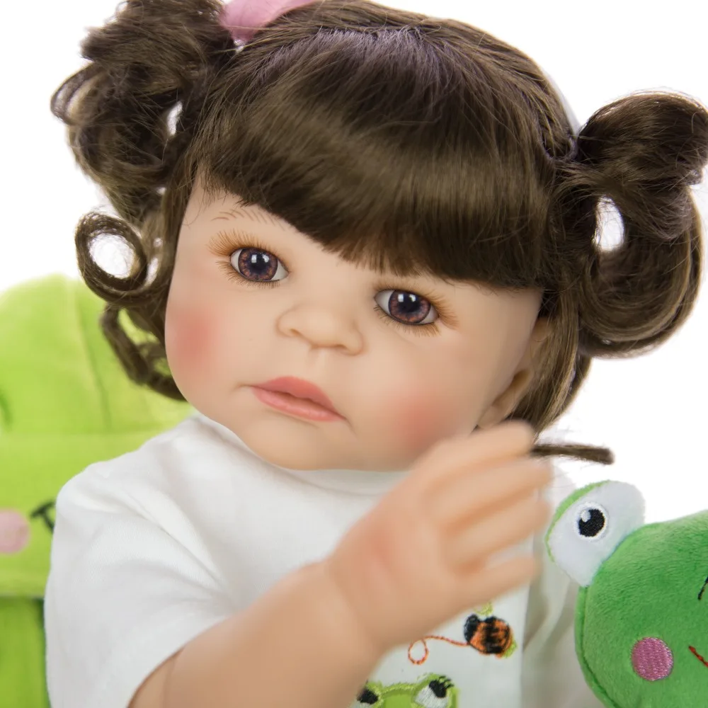 NPKDOLL 22 дюймов младенец Reborn Menina 55 см Bebe reborn полная силиконовая кукла с коричневыми