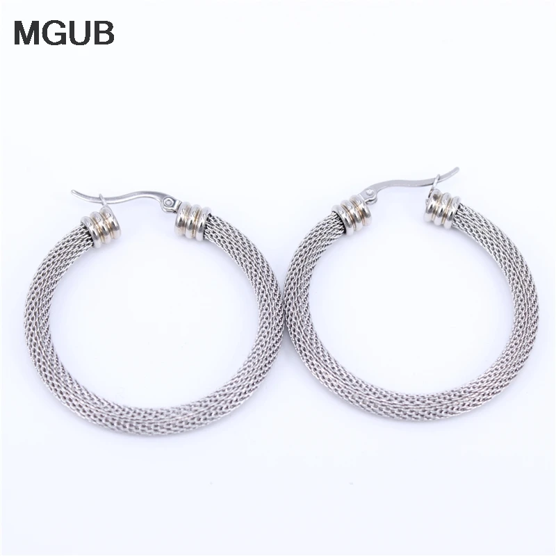 Женские круглые серьги кольца MGUB из нержавеющей стали 32 52 мм|fashion hoop earrings|hoop