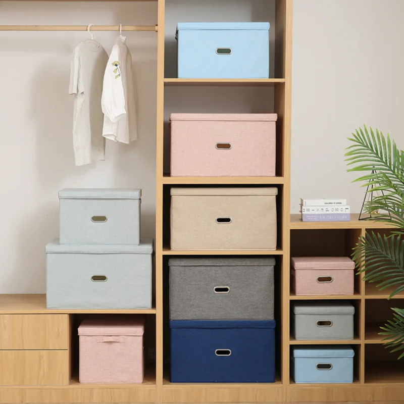 

Sizes cotton Linen Fabric Foldable Storage box Container with Lid for toy Storage box S6S11L51