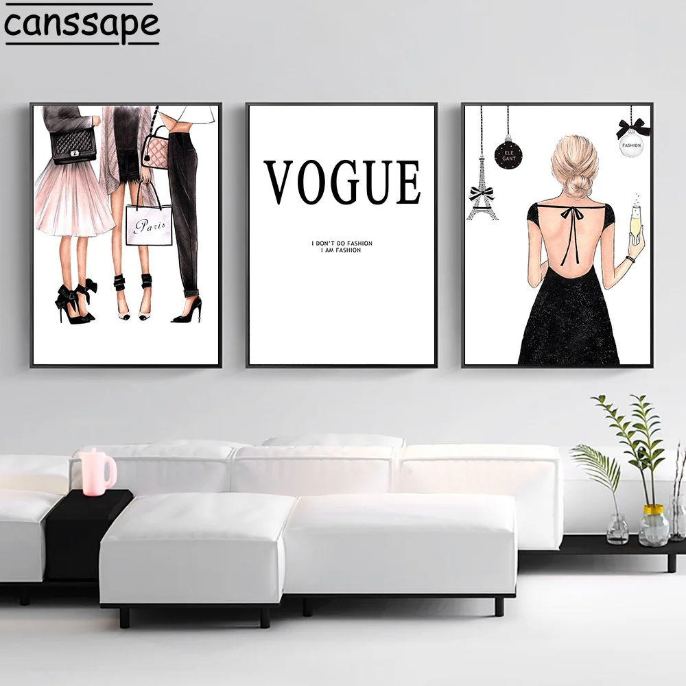 Модный холщовый постер для девочек Vogue Paris настенная Картина на холсте