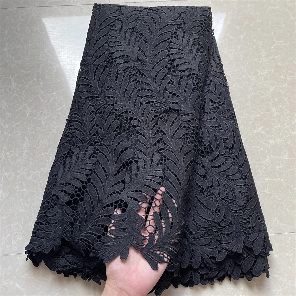 

Latest 2021 High Quality African Lace Fabric Embroidery Swiss French Tulle Cotton Wedding Party Dress Guipure Sequins 5yards