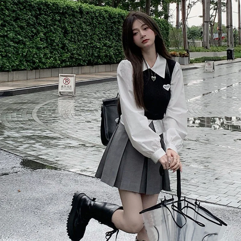 Милый и острая женский модный костюм Новинка весна-осень 2021 вязаный Топ из двух