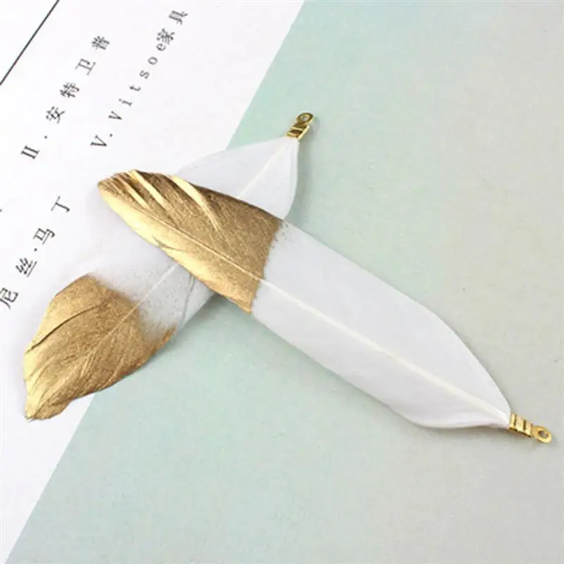 white 10 шт./лот, перьевые серьги-капли для волос, подвески для сережек, сделай сам, ювелирные изделия ручной работы, натуральный богемский шлейф - Окраска металла: white