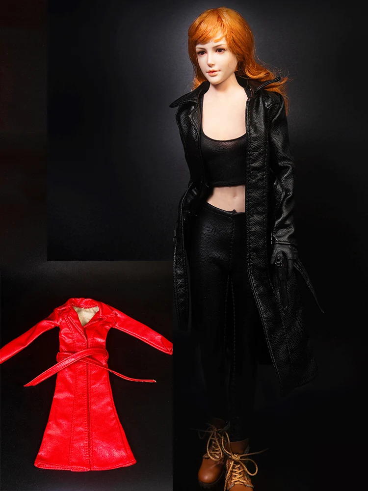 

TYM101 1/6 Female Clothes RED/BLACK Leather Coat Agent Suits fit For Big Breasted Female Action Figure Body PH TBL JO Dolls