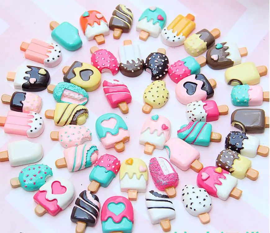 

Каваи микс Десерт Мороженое Кабошон из смолы с плоской задней стороной художественное украшение очаровательное ремесло DIY для телефона лук...