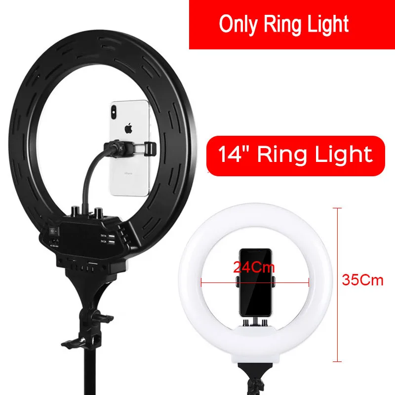 Only Light 14 inch 35cm Photography LED Selfie Ring Light Photo Studio Camera Light With Phone Holder Tripod Stand For Makeup Video Live - Цвет: Only Light