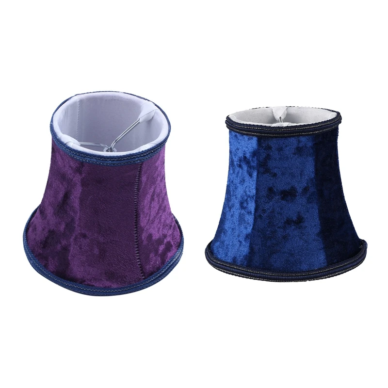 

2Pcs Fabric Clip On Lamp Shade, E14 Handmade Lampshade For Modern European Wall Sconce Lamp,Dark Purple & Dark Blue