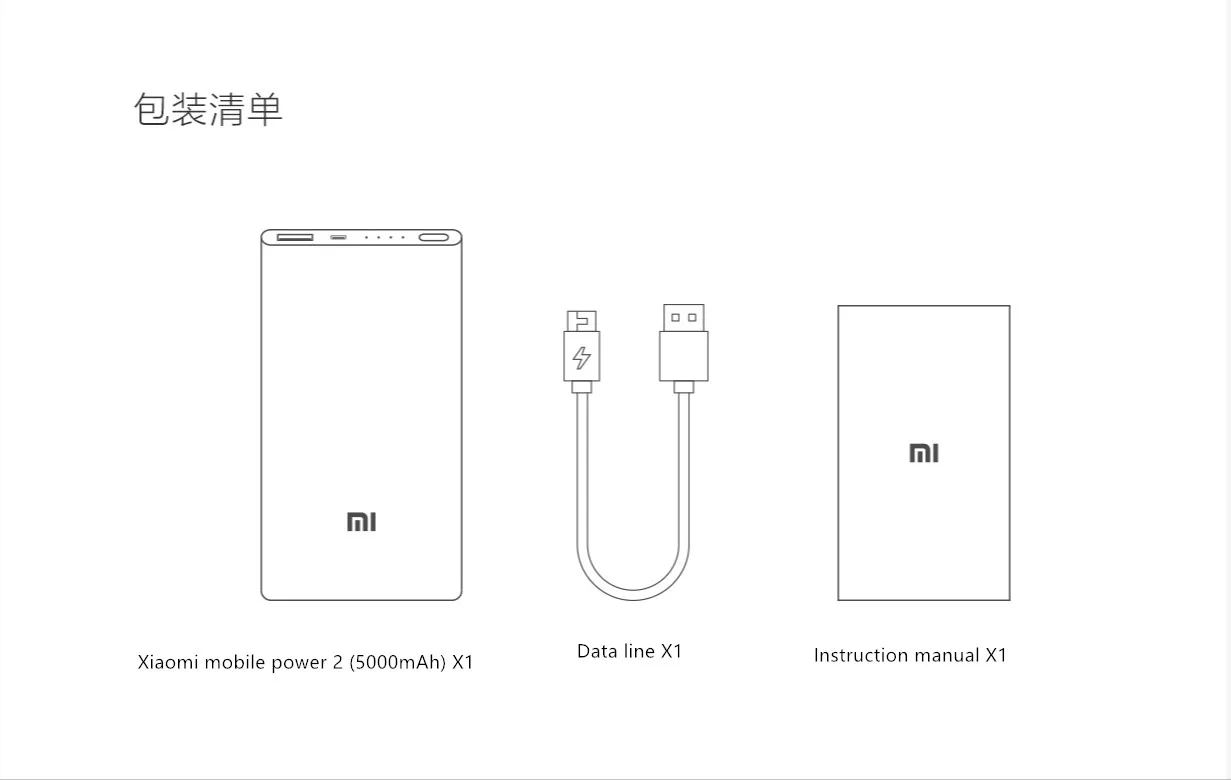 Xiao mi mobile power 5000 mAh power bank портативное зарядное устройство 2 батарея для usb-порта внешний mi power Bank 5000 mAh
