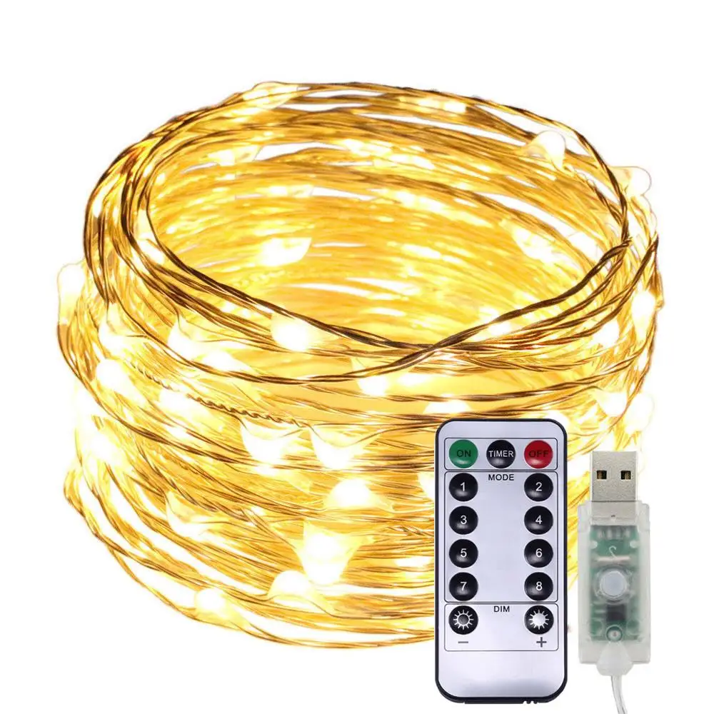 

Fairy Light Remote Control 8 Modes Party Decoration Garden Fairy String Light Romantic Copper Wire 100LED Xmas Decor Festival