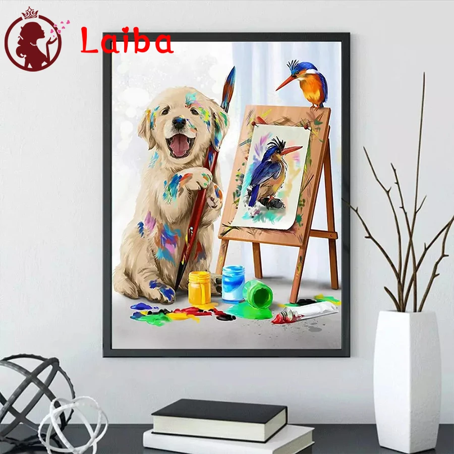 

Алмазная вышивка каракули искусство Рисование щенка круглая квадратная картина 5d Сделай Сам алмазная живопись мозаика набор для украшения...