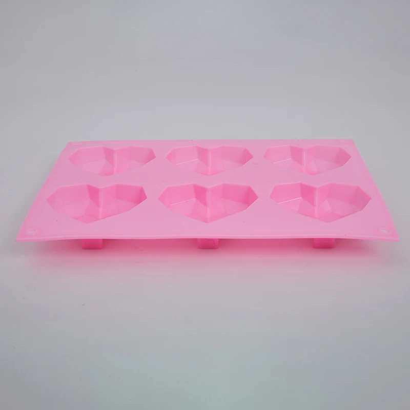 

6 Cavity Diamond Love Silicone Cake Mould Silicone 3D Heart Shape Fondant Cake Mousse Chocolate Baking Mold Modelling Decor