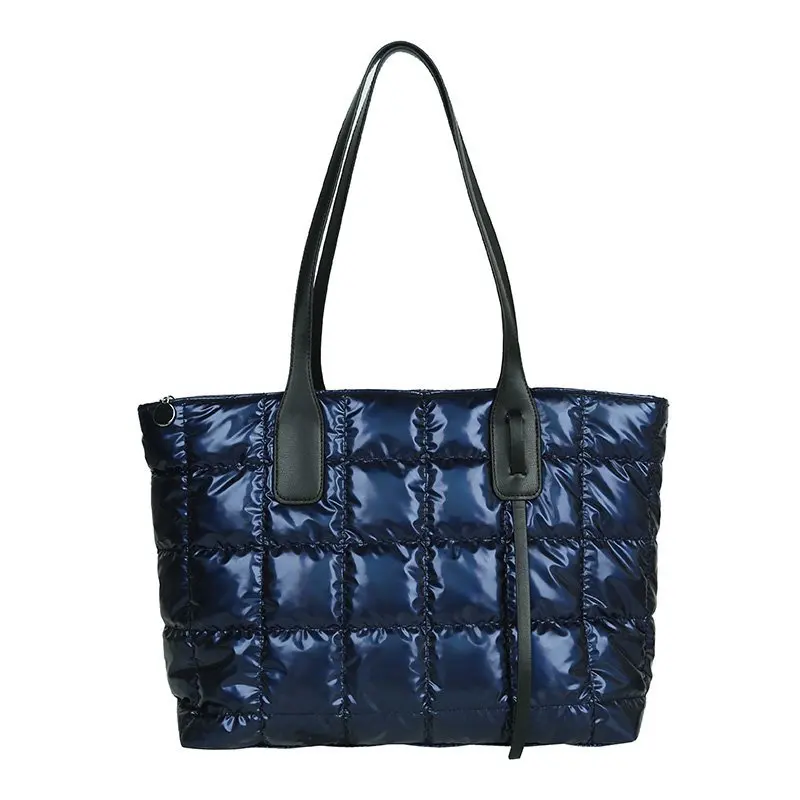 

Down Cotton Colored Laser Tote Bag For Women 2020 Winter Trend Fashion Big Handbags Ladies Casual Travel Hand Bag Large Branded