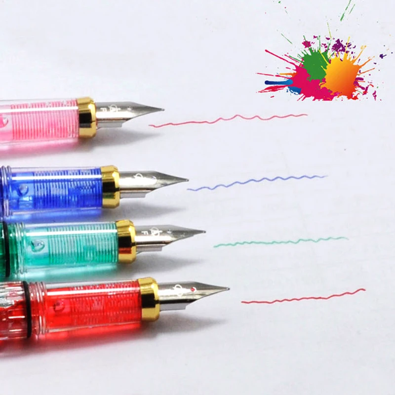 New Colorful Wing Sung 3008 Piston Transparent Wingsung Fountain Pen Golden EF/F Nib &amp Trim Ink Office School Gift |