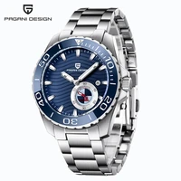 pagrne design top brand mechanical wristwatch luxury sapphire glass automatic watch stainless steel waterproof 100m watches men