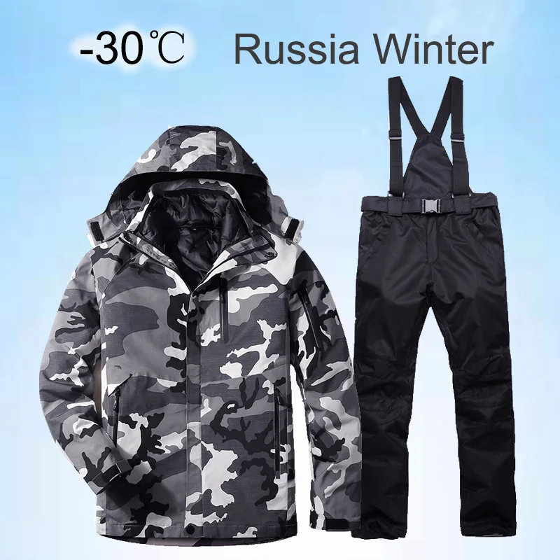 

2021 New Winter Ski Suit For Men Set Windproof Waterproof Warm Skiing Snowboarding Suits Set Male Outdoor Hot Ski Jacket + Pants