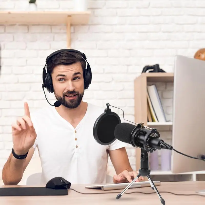 USB-Микрофон проводной конденсаторный для телефона ПК Skype Студийный микрофон с