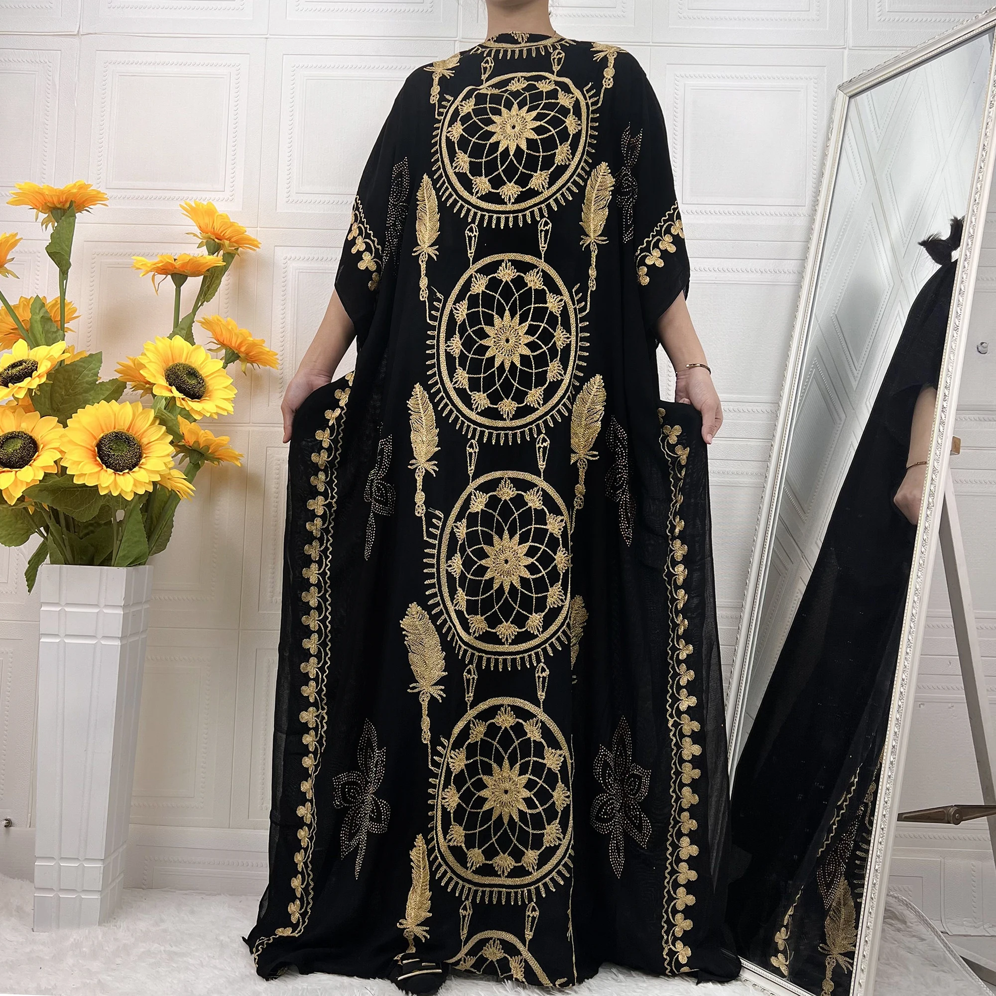 Новинка, Abaya Дубай, турецкое мусульманское платье, мода 2021, кафтан, халат с золотой нитью, Африканский бубоу, вечернее платье, элегантная мусу...