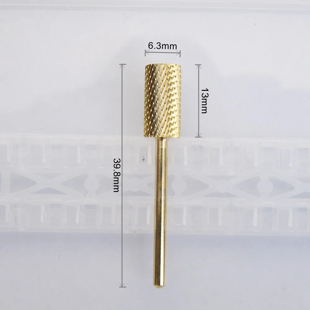 1pcs Flat Gold Tungsten Carbide Nail Drill Bits Beauty Burr File For Electric Machine Pedicure Gel Polish Varnish