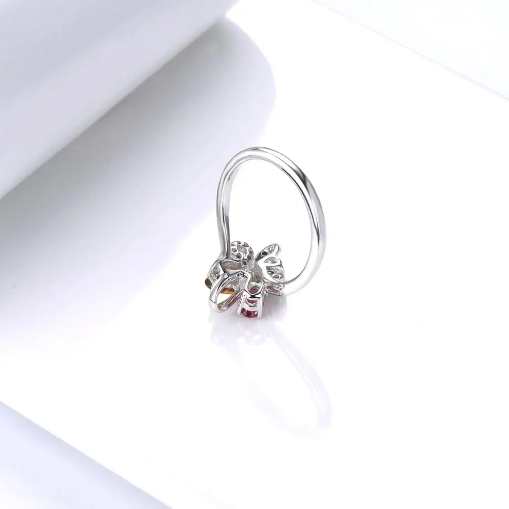 Женское кольцо золотистого цвета LP 18 карат белого с разноцветным турмалином и