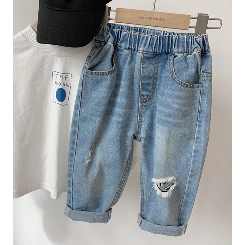 Детские рваные штаны в Корейском стиле для малышей Новинка 2020 года весенние