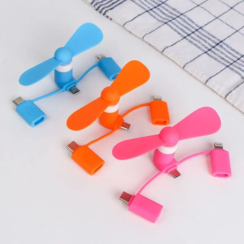 Портативный 3-в-1 мини вентилятор охлаждения сотового телефона для Android Type-c Micro USB C