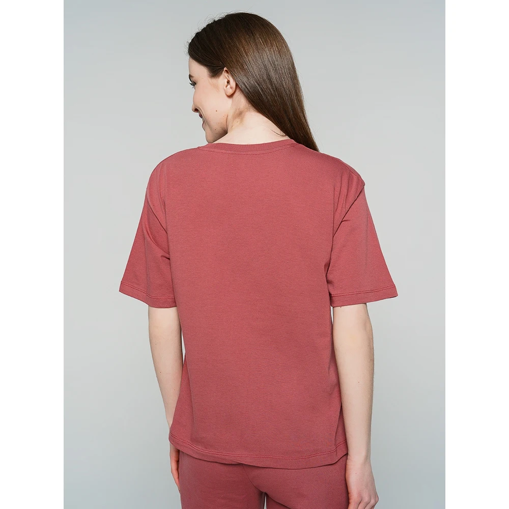 Футболка TBOE женская 100% Хлопок цвет темно розовый|Футболки| |