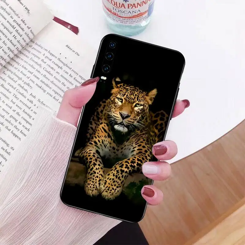 Мягкий черный чехол из ТПУ CUTEWANAN с животным леопардовой текстурой для телефона