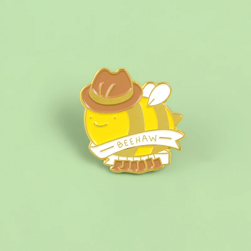 Животные желтый лозунг &quotBEEHAW&quot Белая лента кропотливая медовая пчела Крылья