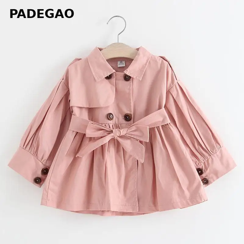 Осенне-зимний детский тренчкот для девочек одежда маленьких куртка пальто хаки